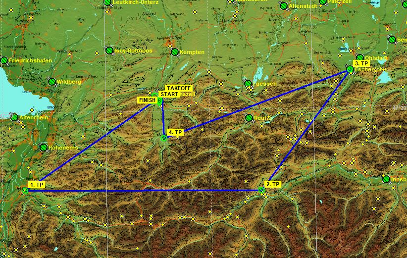 1_Aufgabe_5Renntag Streckenansicht vom Renntag 5 auf einer Landkarte.