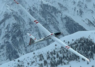 Thermik am schneebedeckten Tête de l’Adrech de Vachière