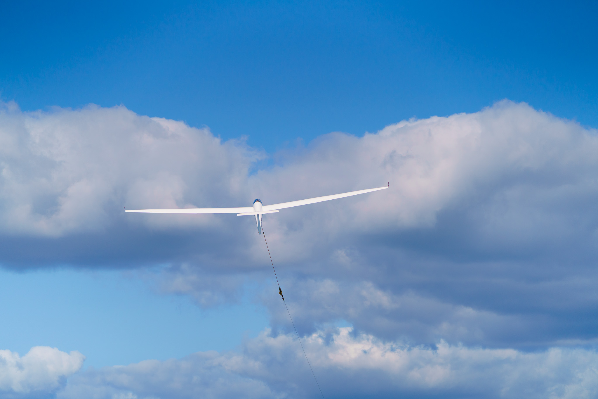 Segelflugzeug beim Windenstart Segelflugzeug beim Windenstart